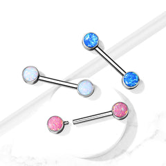 Implant Grade Titanium Black PVD Internally Threaded Blue Opal Nipple Barbell