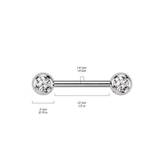 Titanium Internally Threaded Rose Gold PVD AB CZ Ball Gem Nipple Ring