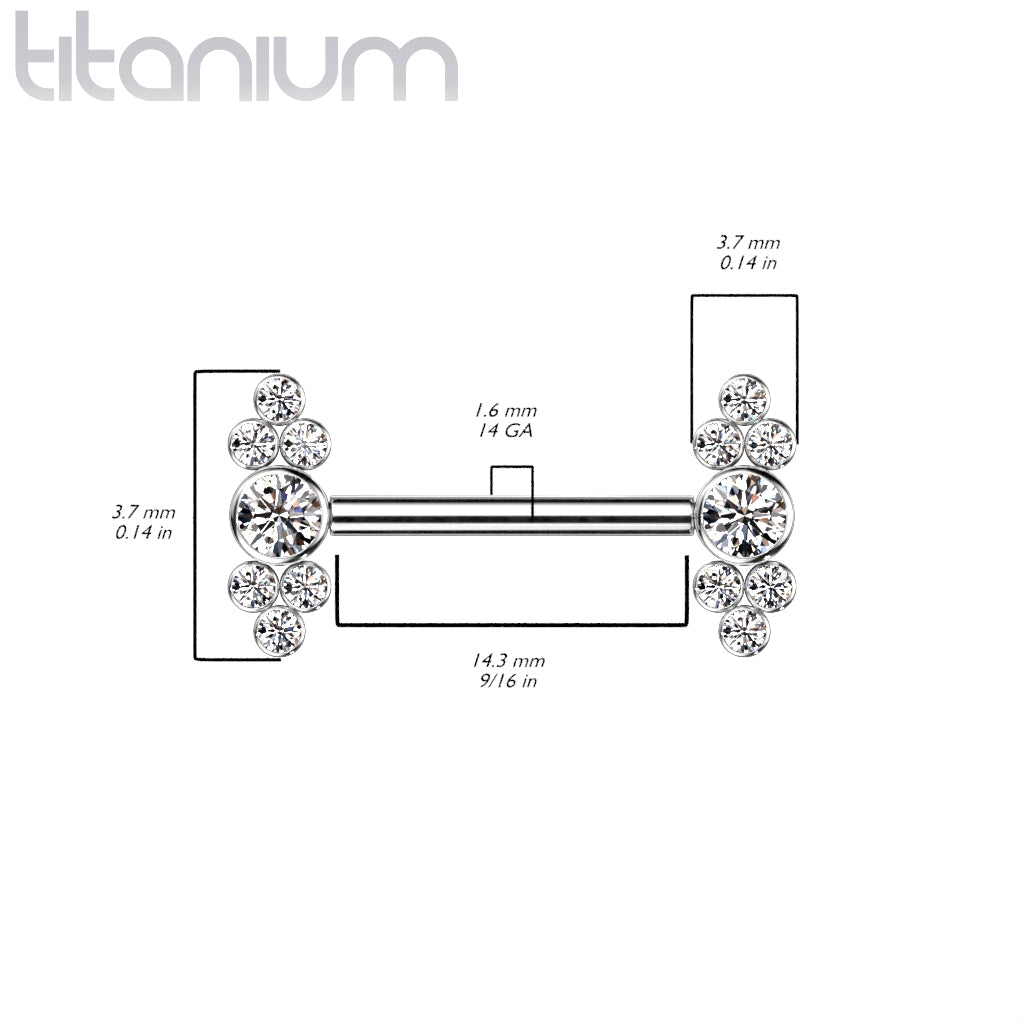 Implant Grade Titanium Dainty White CZ Bezel Cluster Nipple Ring