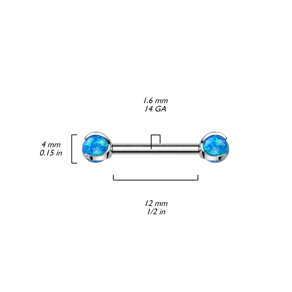 Implant Grade Titanium White Opal Internally Threaded Nipple Ring Straight Barbell