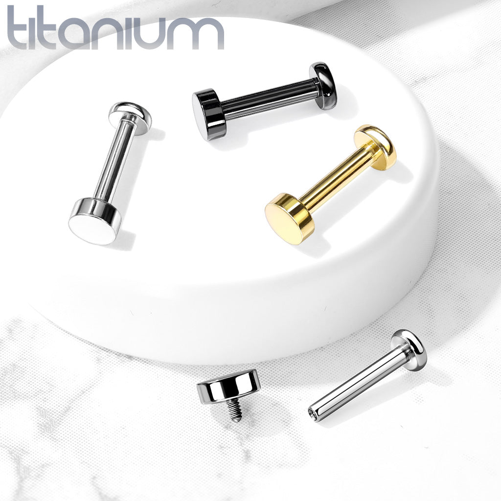 Internally Threaded Small Circle Gold PVD Implant Grade Titanium Labret