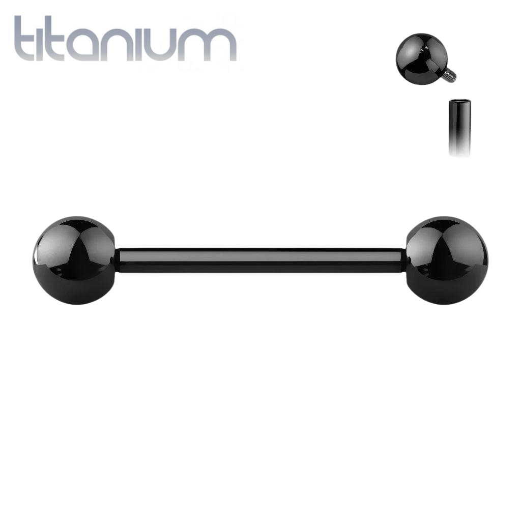 Implant Grade Titanium Internally Threaded Black PVD Straight Barbell