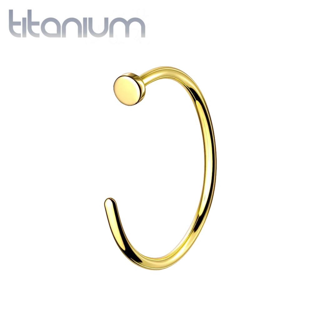 Implant Grade Titanium Gold PVD Nose Hoop Ring with Stopper