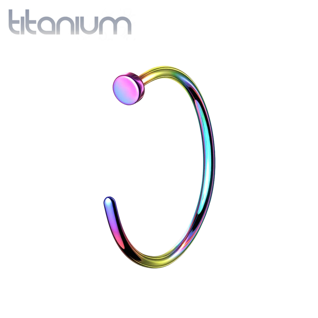 Implant Grade Titanium Rainbow PVD Nose Hoop Ring with Stopper