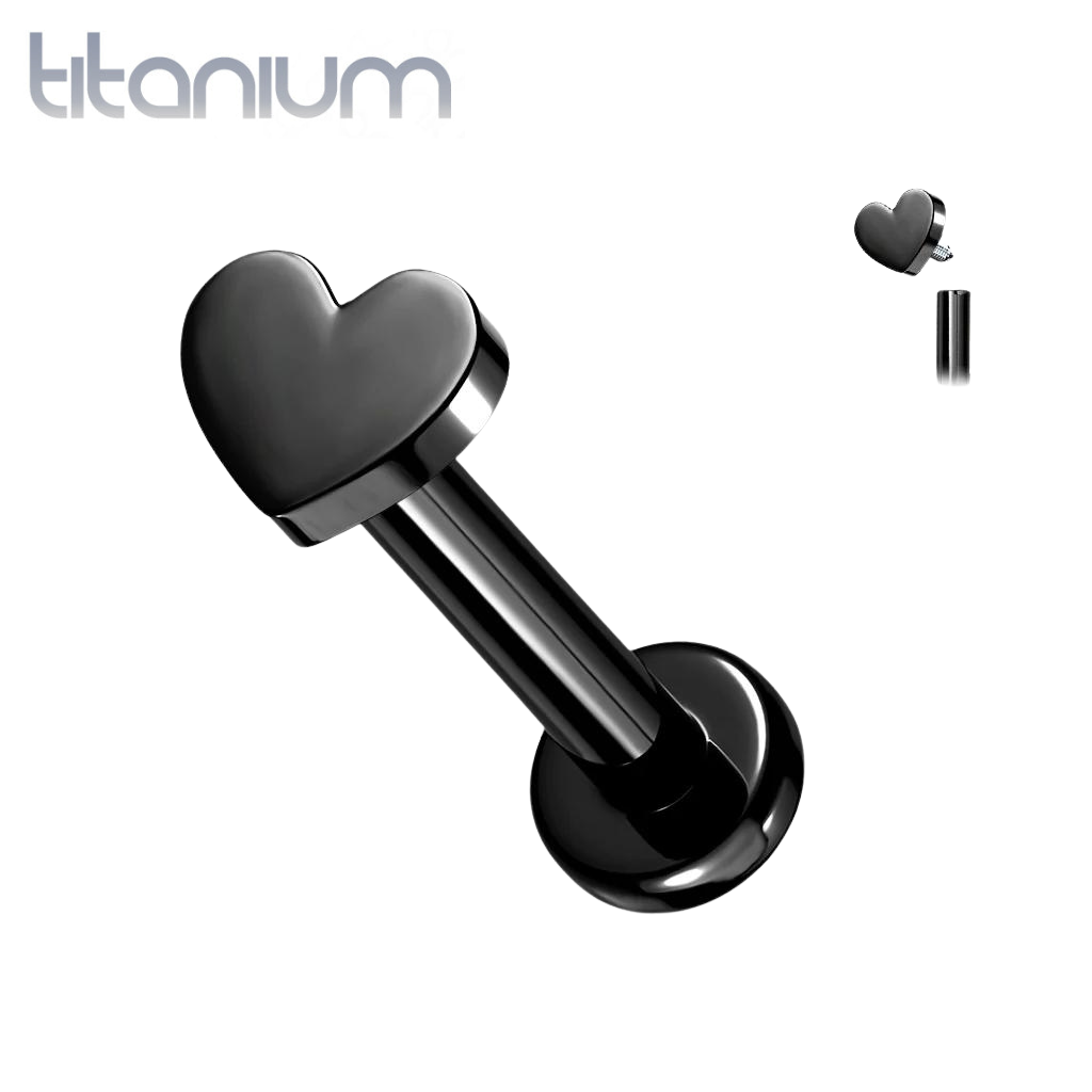 Internally Threaded Small Heart Black PVD Implant Grade Titanium Labret