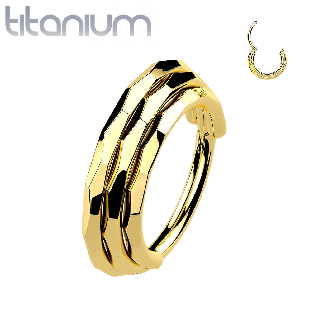 Implant Grade Titanium Gold PVD Triple Layer Hinged Clicker Hoop