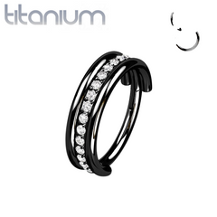 Implant Grade Titan Schwarz PVD Weiß CZ Pave Center Klapp Clicker Hoop