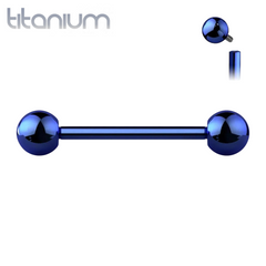 Implant Grade Titanium Internally Threaded Blue PVD Straight Barbell