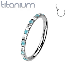 Titan-Klickerring mit Scharnier und geriffeltem Zirkonia in Implantatqualität