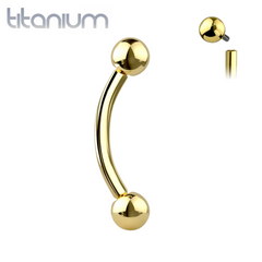 Implant Grade Titanium Gold PVD Internally Threaded Curved Barbell