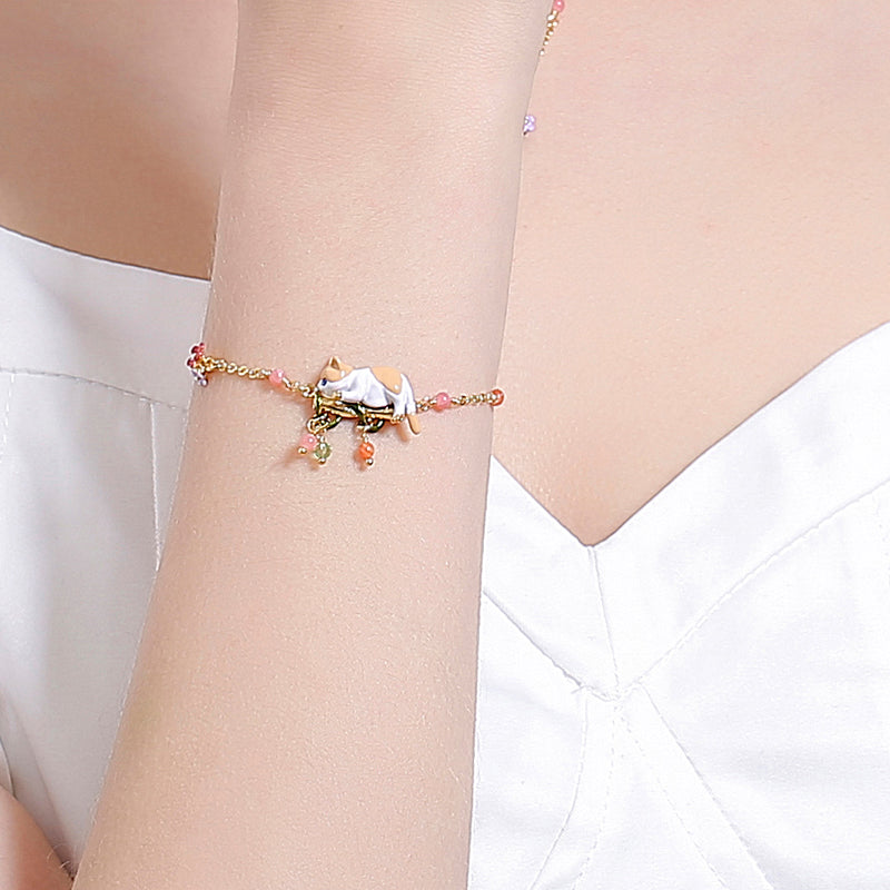 18K Cute Cat Small Flower Bracelet