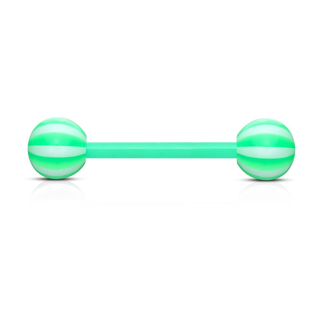 Acrylic Bio Flex Green Beach Ball Straight Barbell