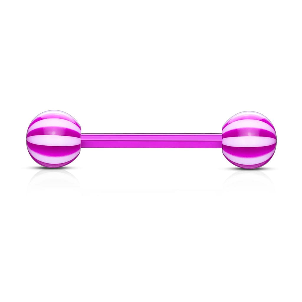 Acrylic Bio Flex Purple Beach Ball Straight Barbell