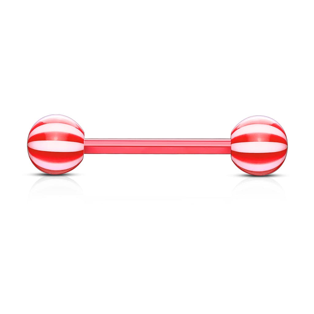 Acrylic Bio Flex Red Beach Ball Straight Barbell