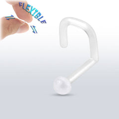 Acrylic Clear BioFlex Corkscrew Nose Ring Stud Retainer