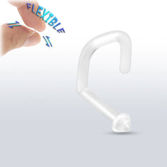 Acrylic Clear BioFlex Corkscrew Nose Ring Stud Retainer