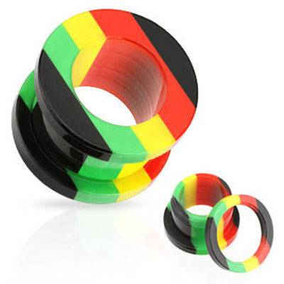 Acrylic Rasta Jamaican Multi Colour Screw On Ear Spacers Gauges Tunnels