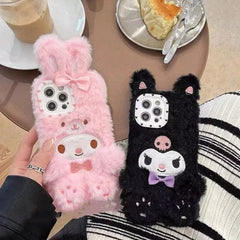 Anime Sanrio Kawaii Melody Kuromi Kitty Plush Furry iPhone Case