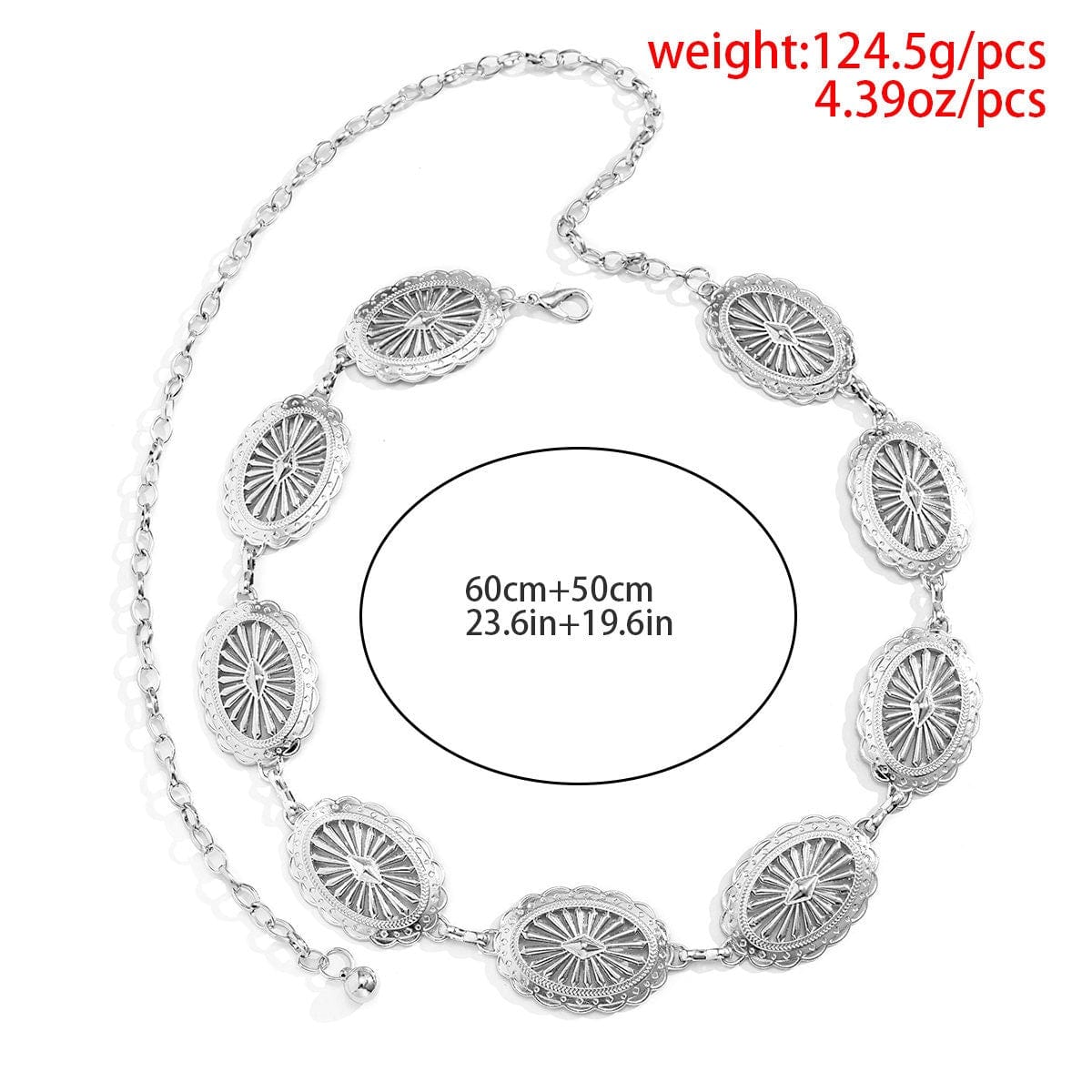 Antique Embossed Round Disk  Waist Chain