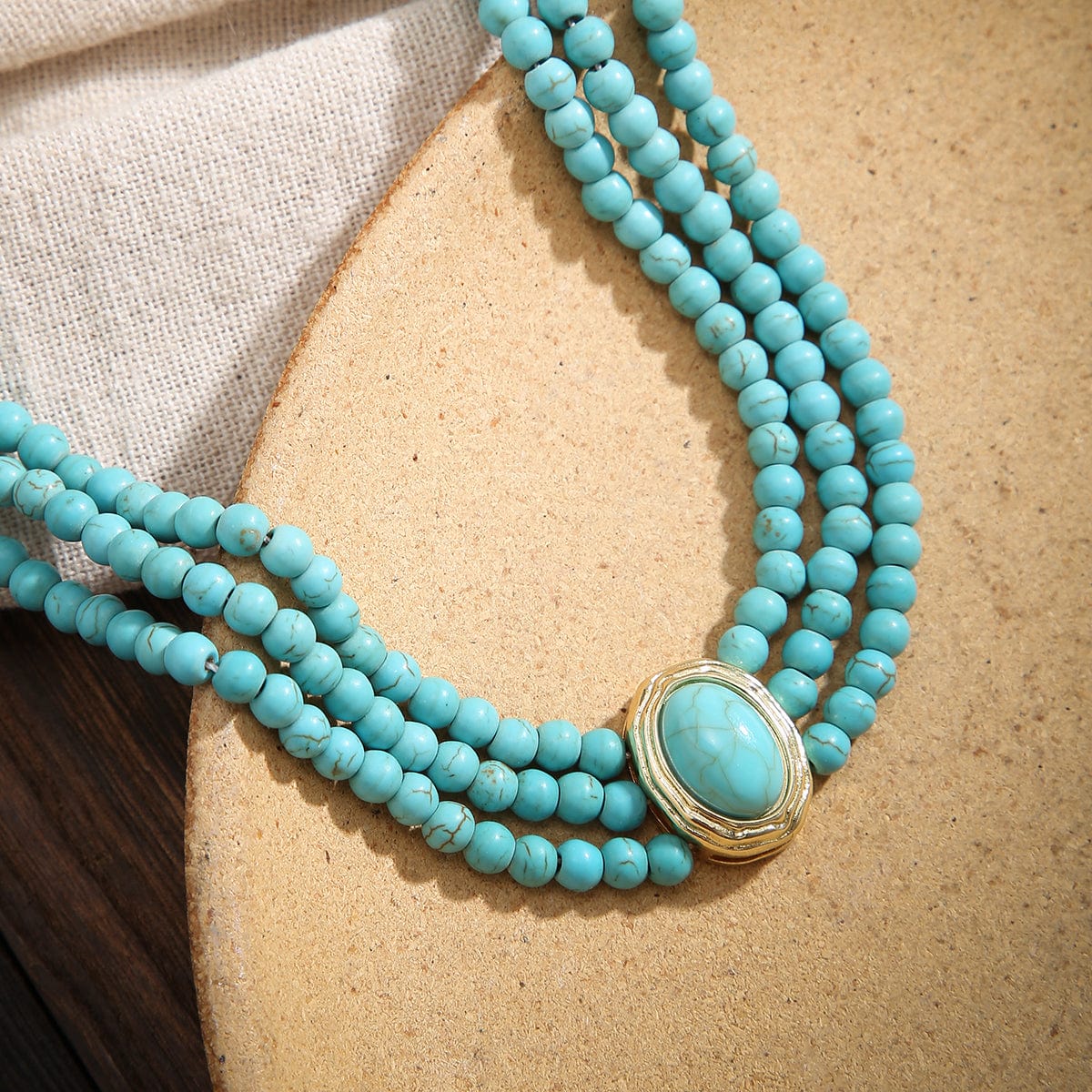 Baroque Layered Turquoise Pearl Chain Choker Necklace