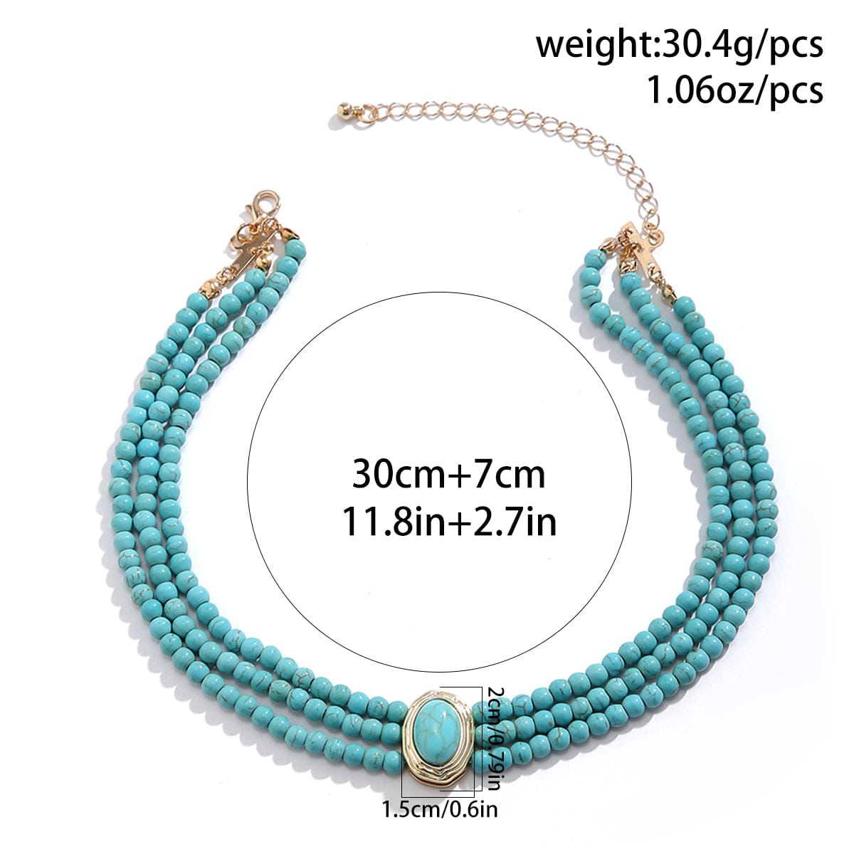 Baroque Layered Turquoise Pearl Chain Choker Necklace