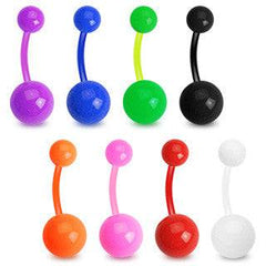 Bio Flex Flexible Solid Acrylic Classic Double Ball Belly Button Navel Ring