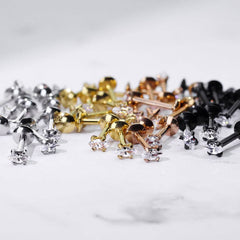 Labret aus schwarz plattiertem Chirurgenstahl im Marquise-Stil mit weißen Zirkonia und Innengewinde