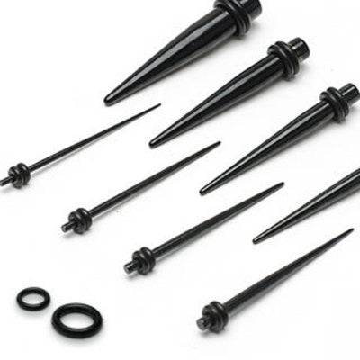 Black PVD Surgical Steel Ear Gauges Stretchers Tapers