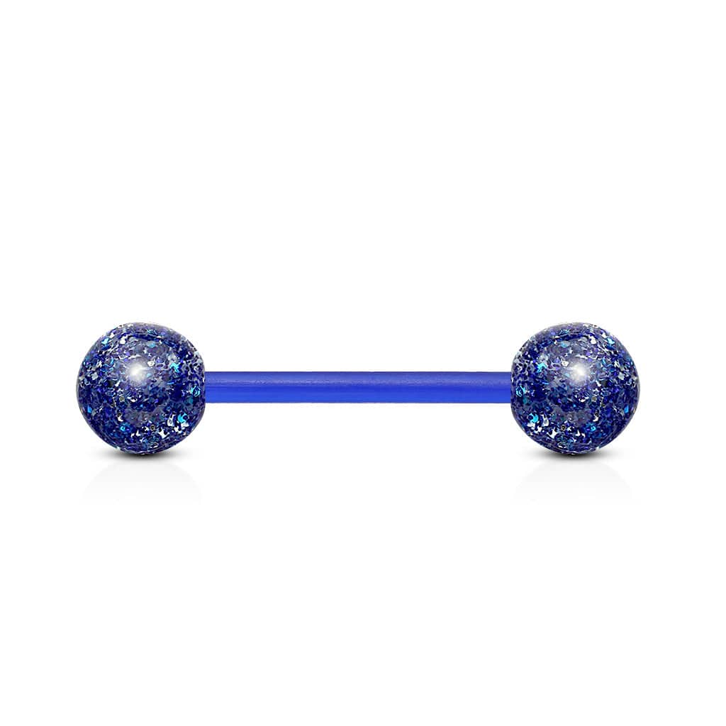 Blue Glitter Acrylic Straight Barbell