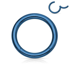 Blue Surgical Steel Hinged Clicker CBR Helix Tragus Cartilage Septum Hoop Ring