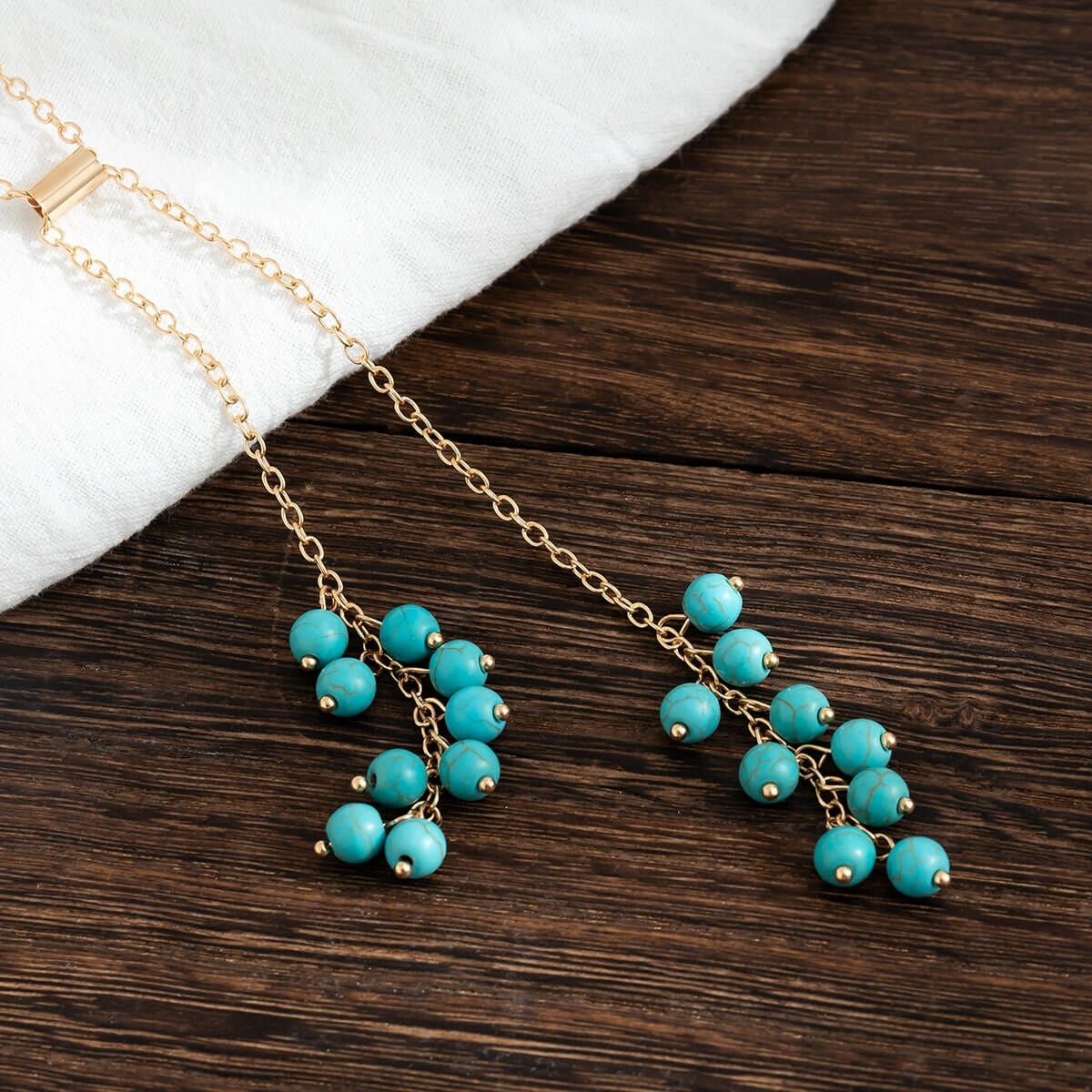 Bohemia Adjustable Turquoise Tassel Y Necklace