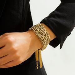 Bohemia Gold Plated Chain Tassel Wristband Bracelet