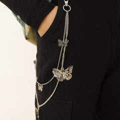 Bohemia Layered Silver Tone Butterfly Trousers Chain