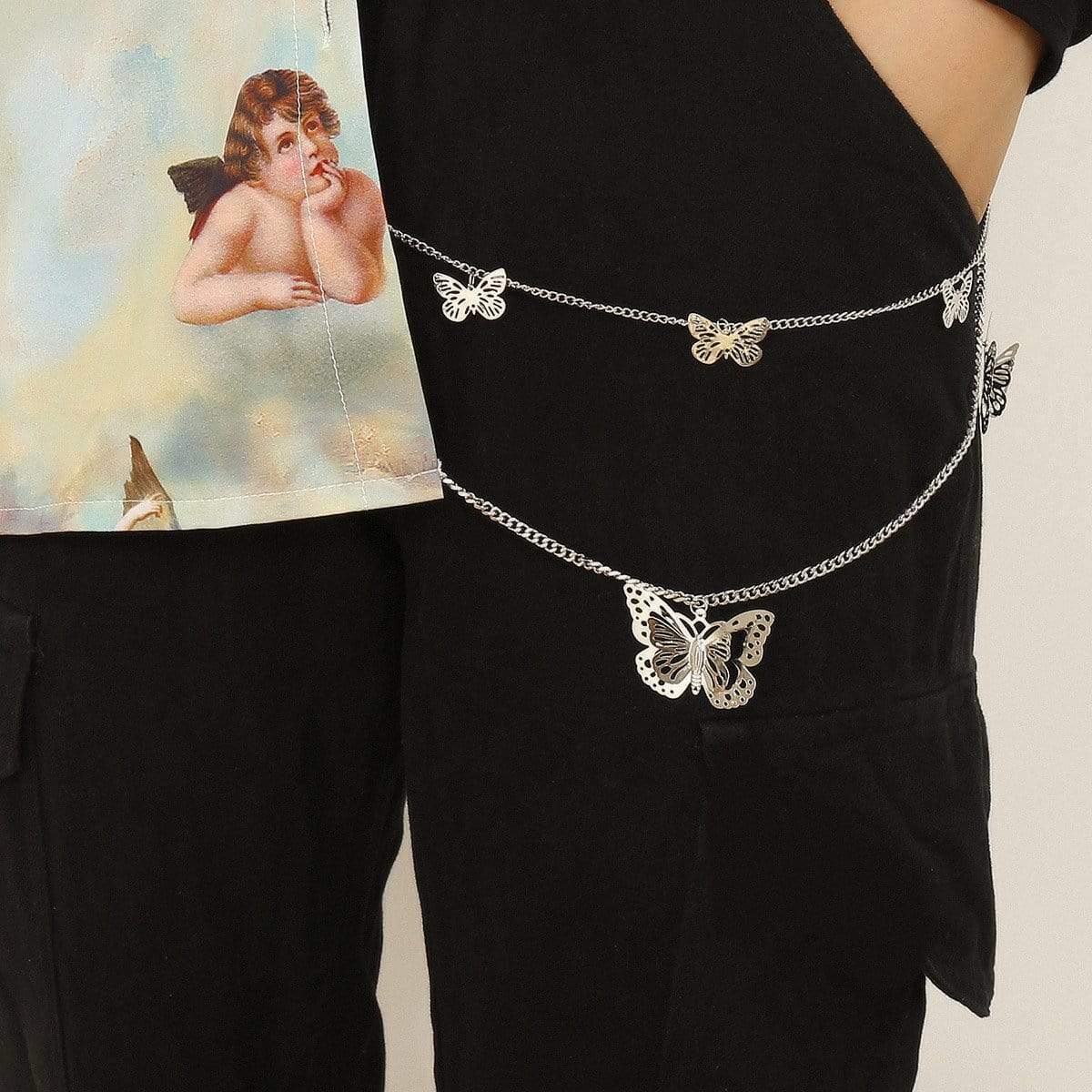 Bohemia Layered Silver Tone Butterfly Trousers Chain