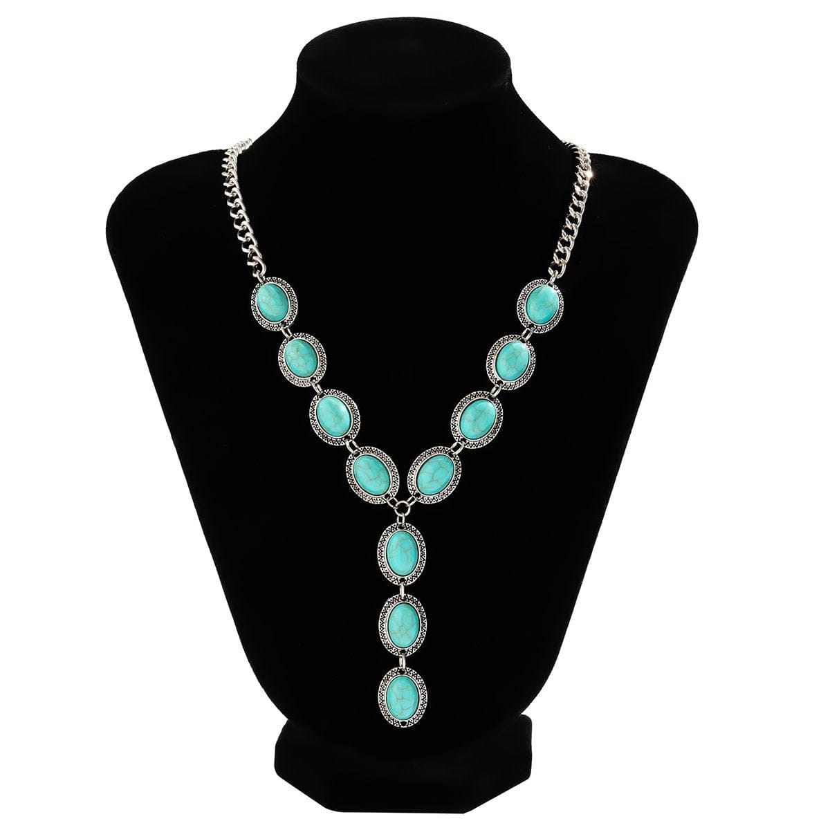 Bohemia Natural Turquoise Stone Y Necklace