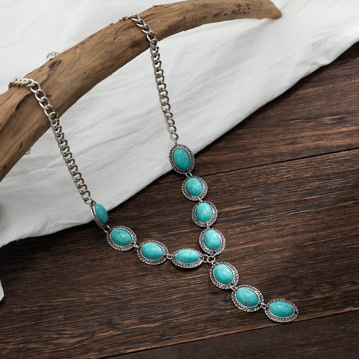 Bohemia Natural Turquoise Stone Y Necklace