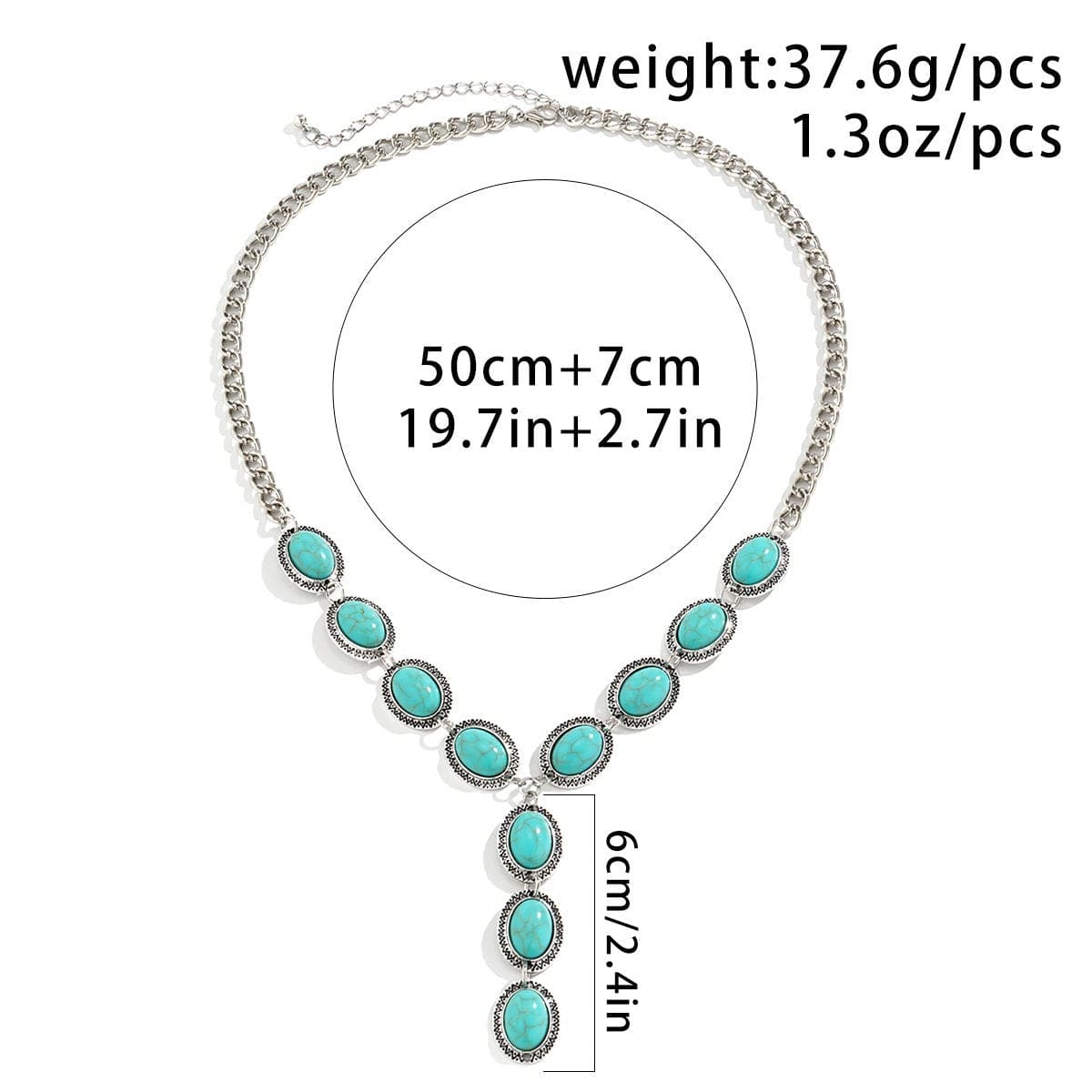 Bohemia Natural Turquoise Stone Y Necklace