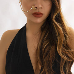 Bohemia No Piercing Nose To Ear Pearl Chain