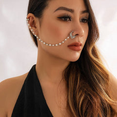 Bohemia No Piercing Nose To Ear Pearl Chain