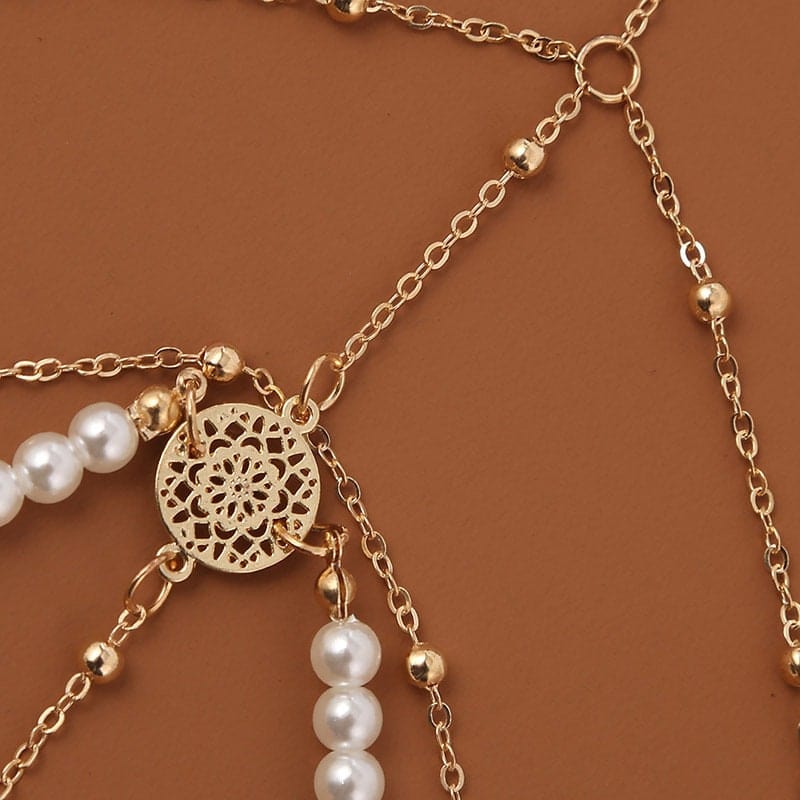 Bohemian Layered Beaded Pearl Elastic Thigh Leg Chain