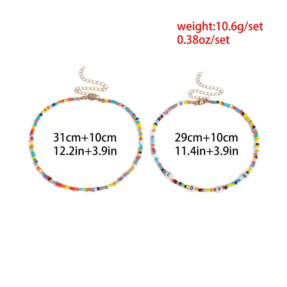 Bohemian Layered Multi-Color Beaded LOVE Choker Necklace