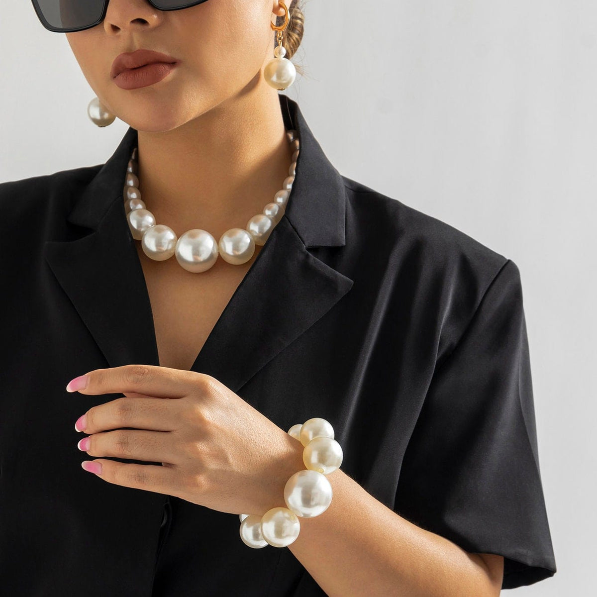 Boho Chunky Pearl Huggie Hoop Dangle Earrings