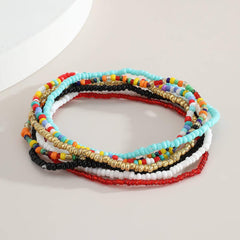 Boho Colorful Seed Beaded Anklet Set