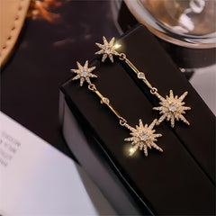 Boho CZ Inlaid Polar Star Dangle Earrings