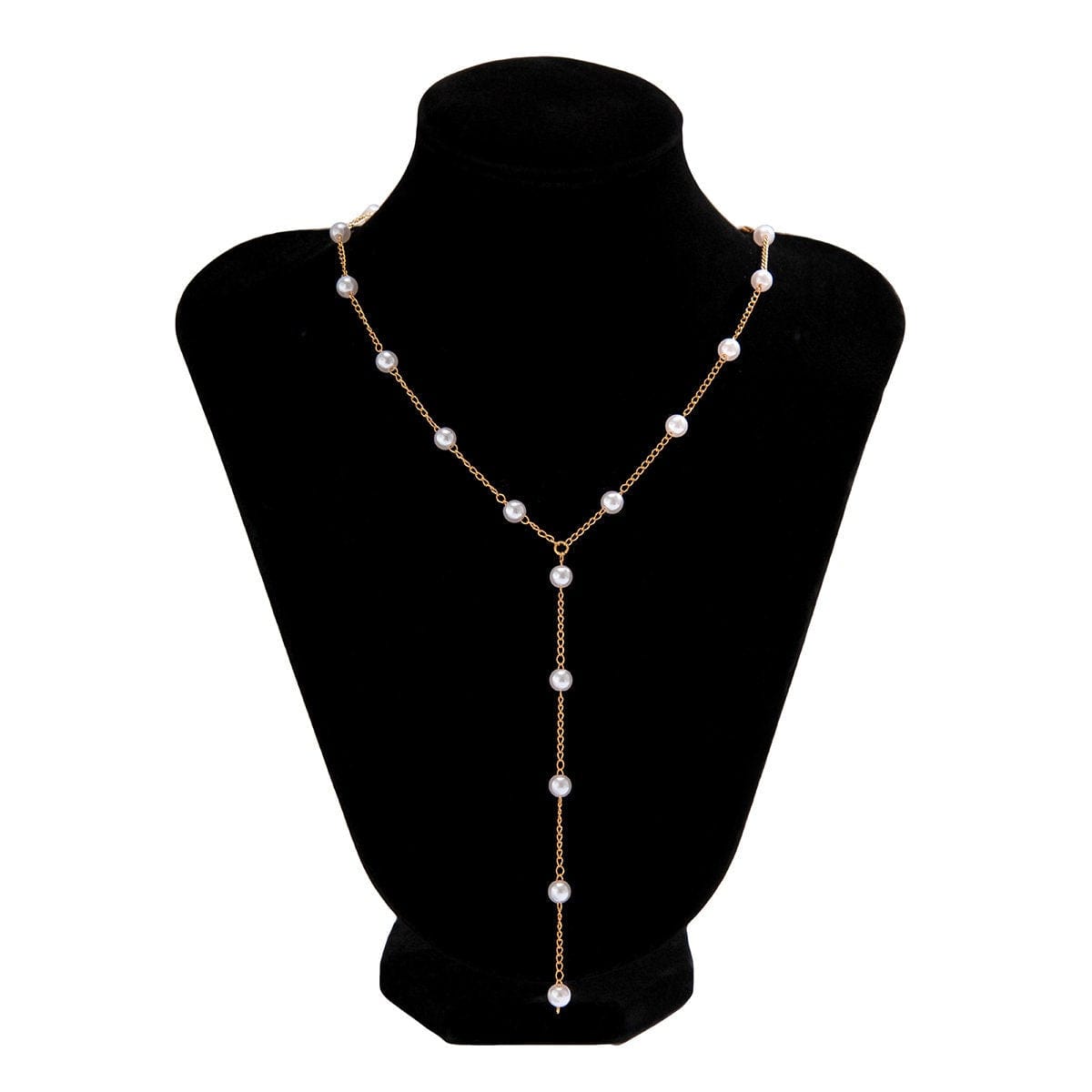 Boho Dainty Pearl Chain Y Necklace