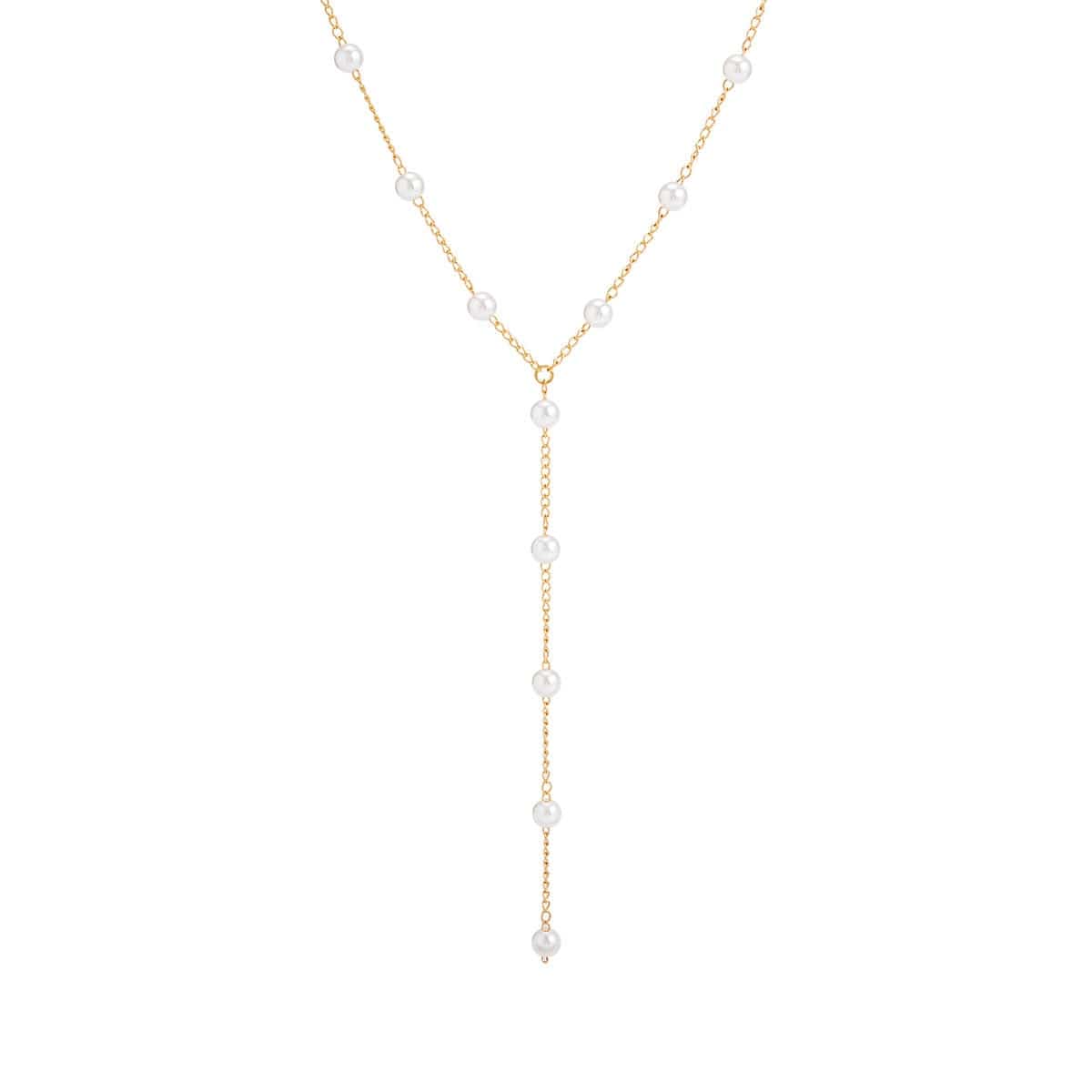 Boho Dainty Pearl Chain Y Necklace