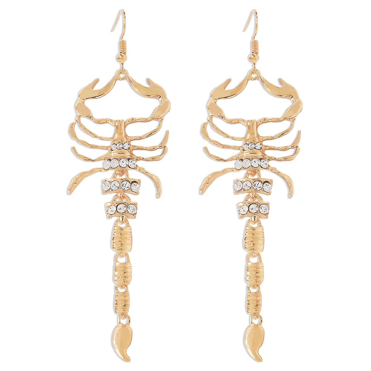 Boho Gold Silver Tone Rhinestone Inlaid Scorpion Earrings