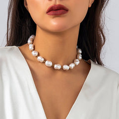 Boho Irregular Pearl Chain Choker Necklace