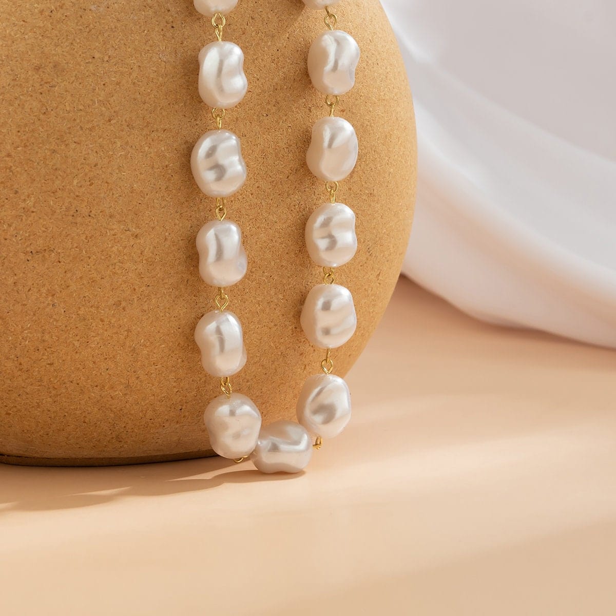 Boho Irregular Pearl Chain Choker Necklace