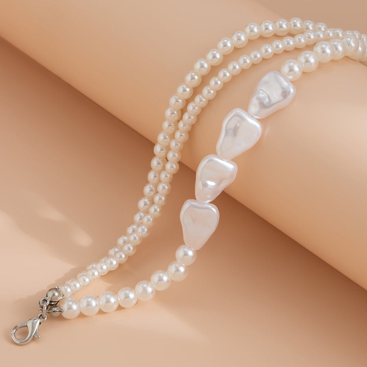 Boho Layered Irregular Pearl Chain Bracelet